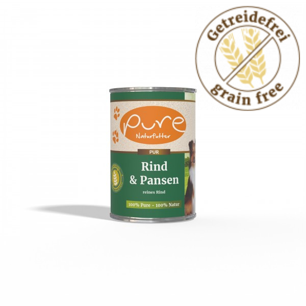 Hundemenü Rind Pur 100% reines Rind & Pansen