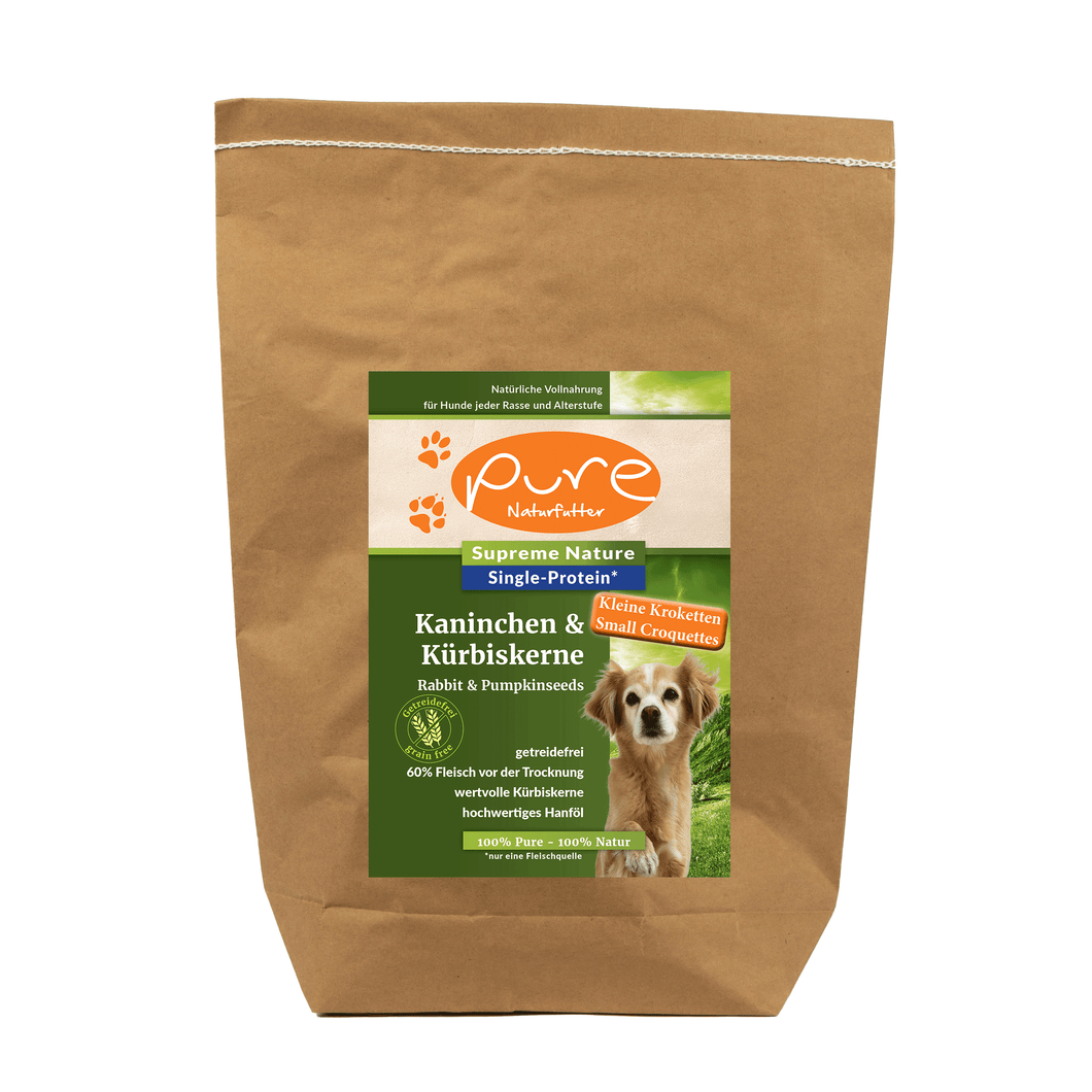 Pure Naturfutter Supreme Kaninchen & Kürbiskerne KLEINE KROKETTETEN